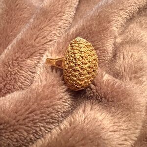 VENDOME Vintage Gold Adjustable Woven Dome Ring with a Basket Weave Design